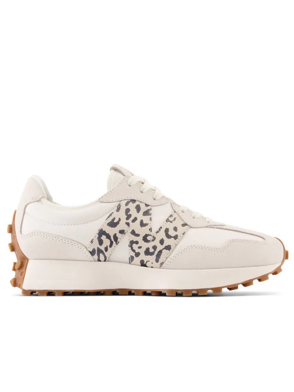 New Balance Cream Sneakers with Leopard Accent